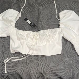 Fashion Nova White Puff Sleeve Crop Top